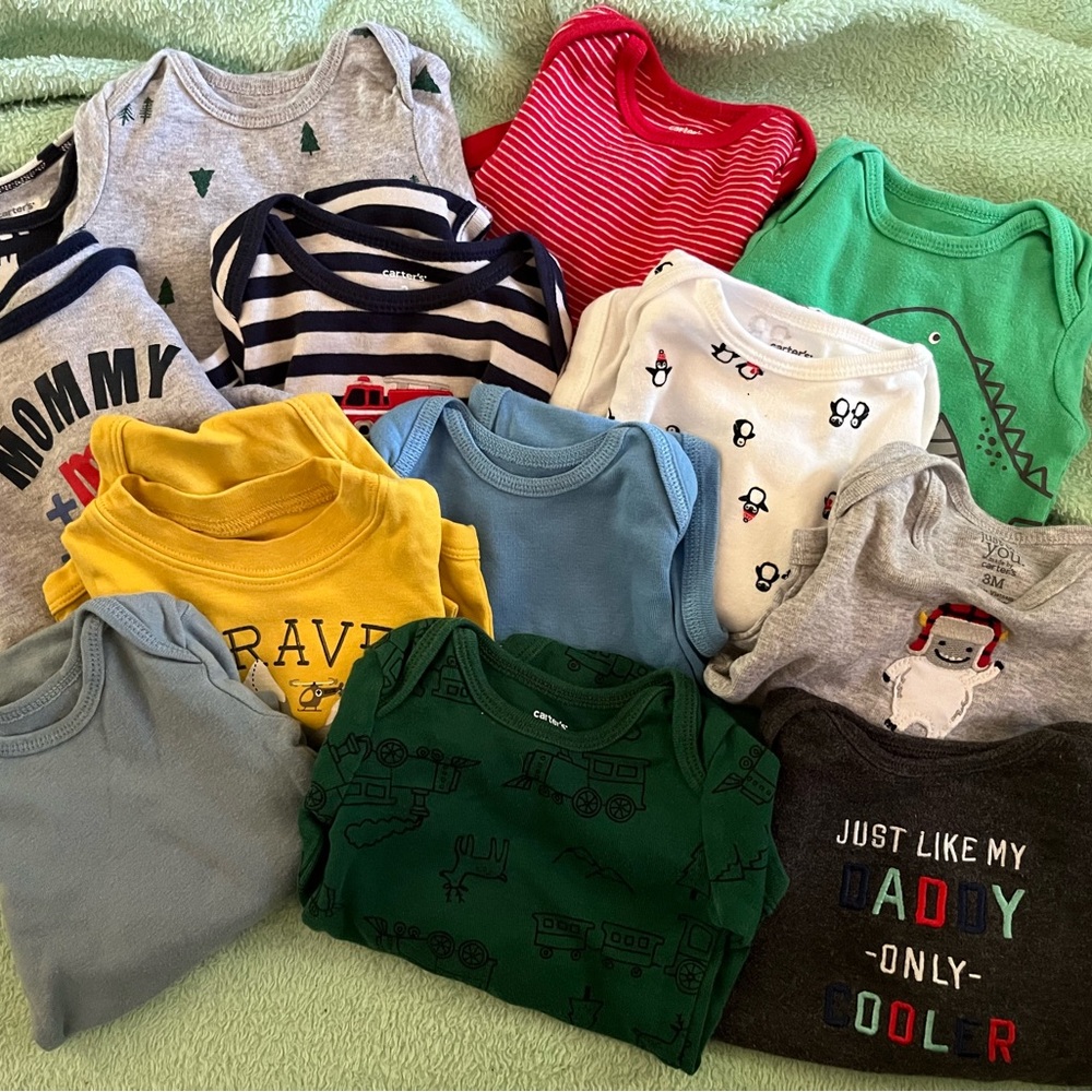Last chance closing closet. Carter’s boy long sleeve 3 month onesies